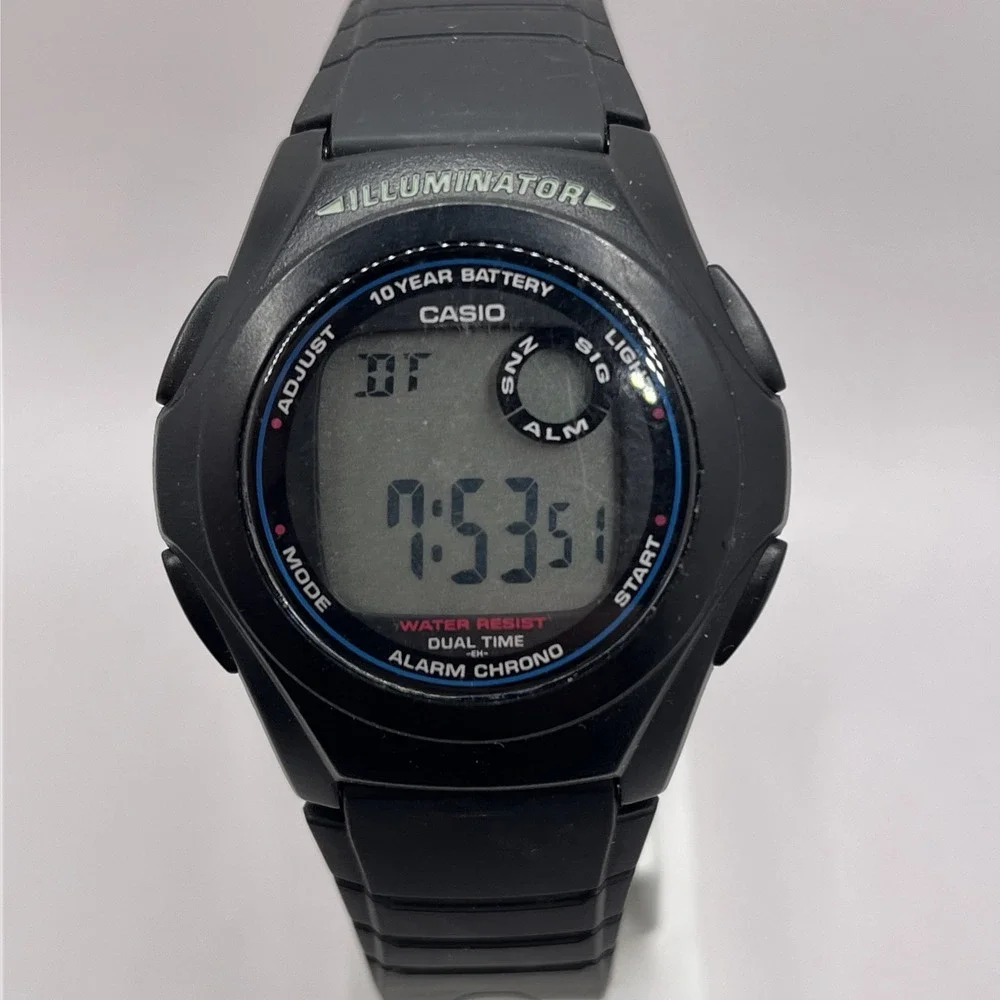 Casio F-200 Men's Black Resin Band Day Date Indicator Watch 41MM- New Battery